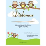Diplomas | dizaino darbai | maketavimo paslaugos | darželio diplomas | diplomas baigus darželį | pelėdžiukai | Mildelfina